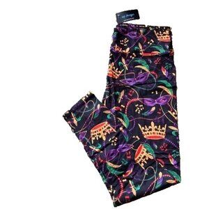 Mardis Gras Leggings TC Black Beads Mask Crown 12-22 CP Designs